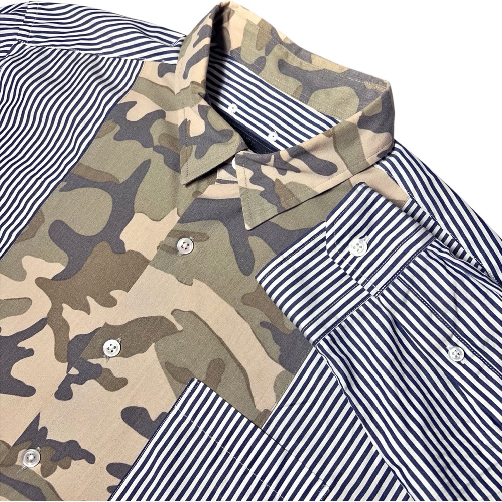 SOPHNET Camo‎ Stripe Button Down Long Sleeve Shirt Made in Japan Size XL